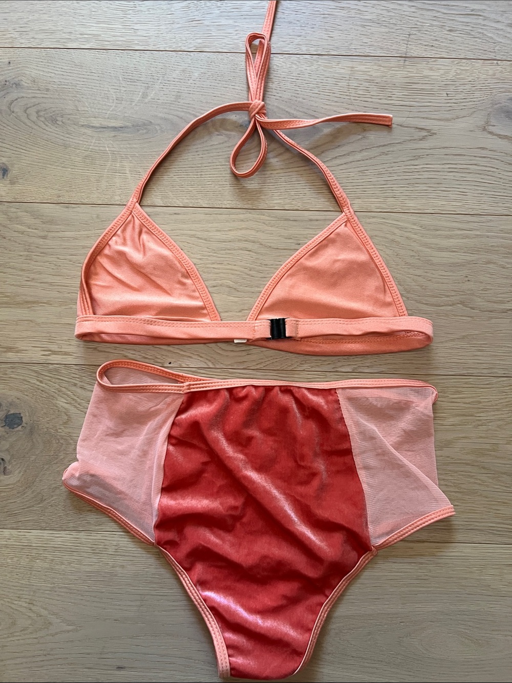 High-Waist Heart Bikini Set in Coral - Picture 2 of 4